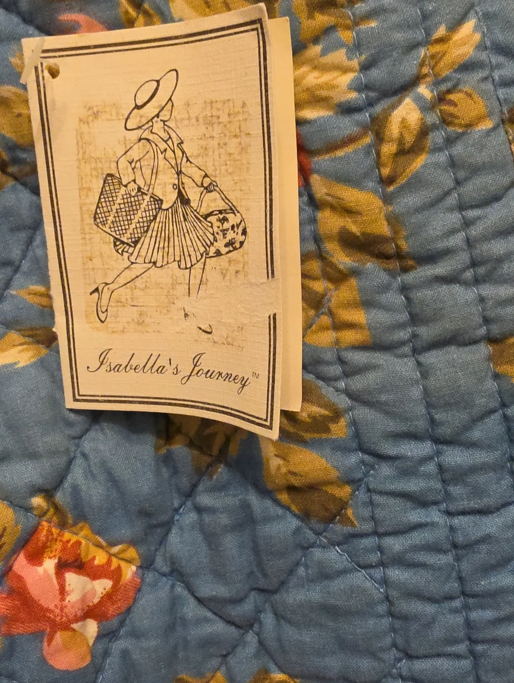 Blue Floral Quilted Throw - Classic Floral Design